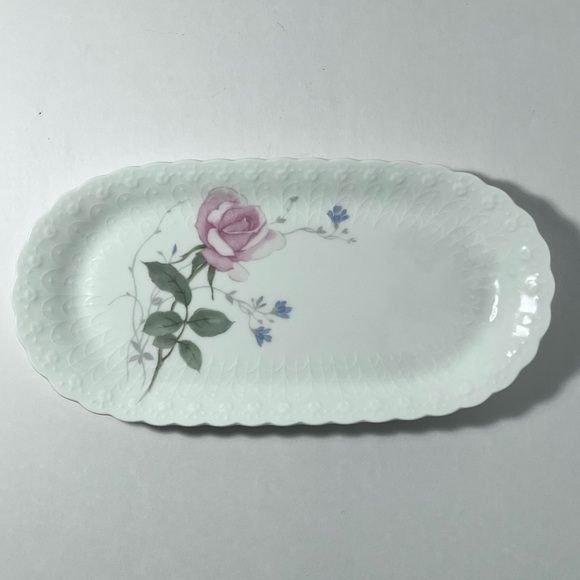 MIKASA APRIL ROSE Butter Tray / Fine Bone China / 9.5 Inches Wide / Rare Retired - Picture 1 of 10